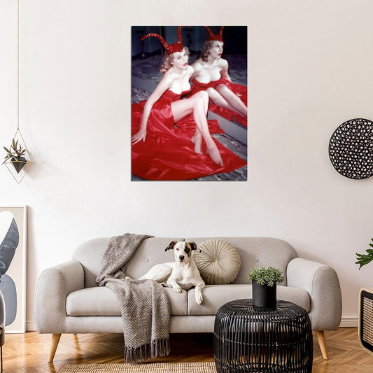 Anita Ekberg Actress Red Old Retro Vintage Wall Art Print Poster