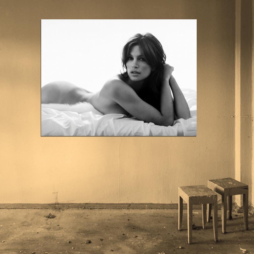 Cindy Crawford Sexy Hot Model Vintage BW Wall Art Print Poster