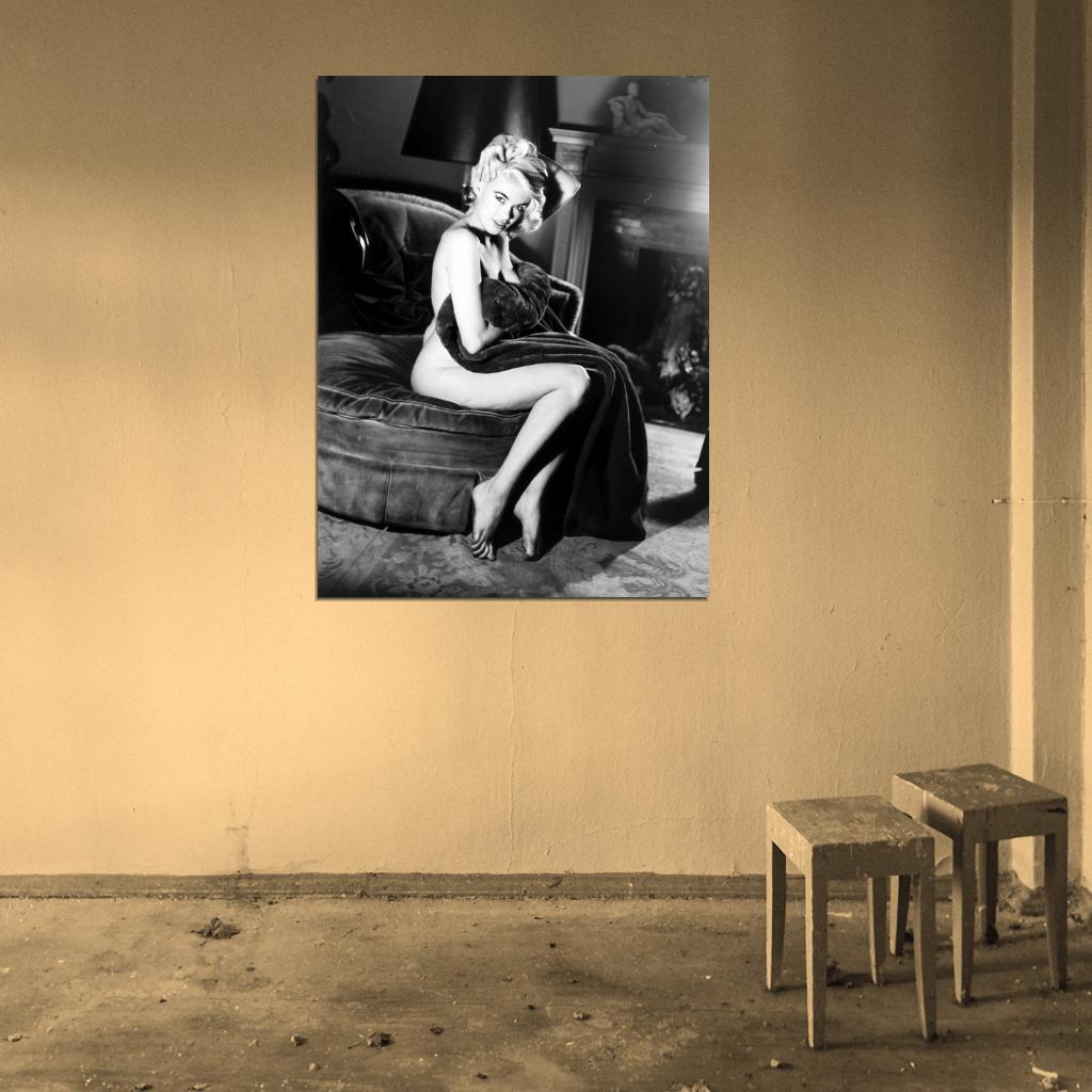 Jayne Mansfield 1950 Hot Retro Vintage BW Wall Art Print Poster