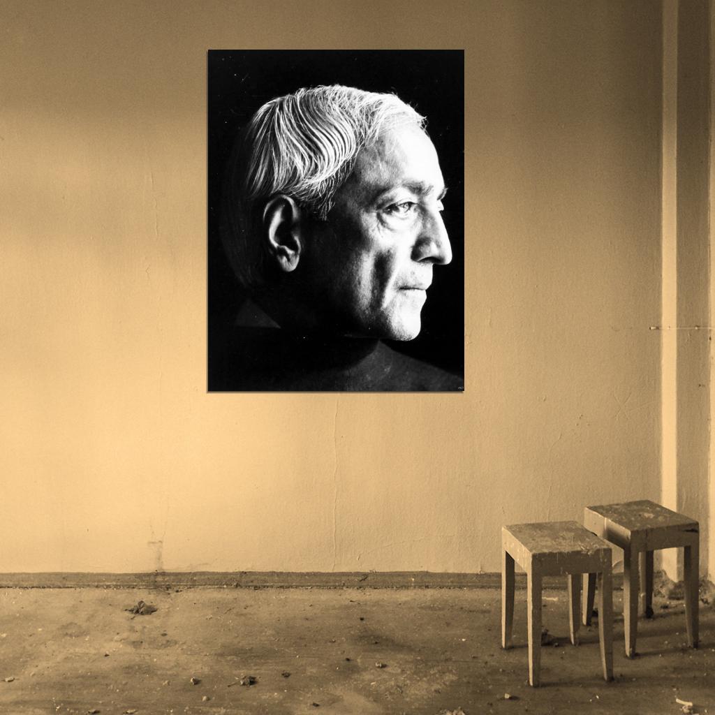 Jiddu Krishnamurti Portrait Retro Vintage BW Wall Art Print Poster