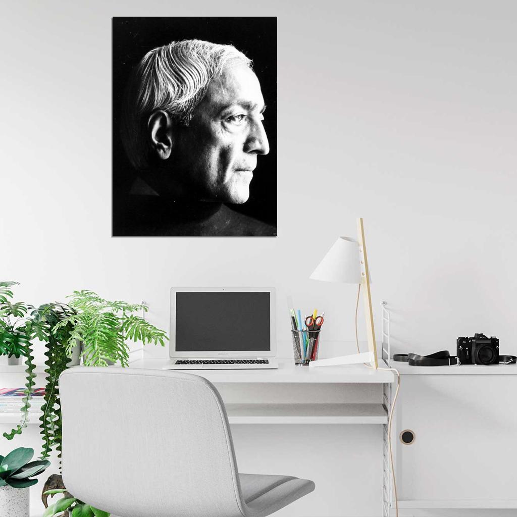 Jiddu Krishnamurti Portrait Retro Vintage BW Wall Art Print Poster