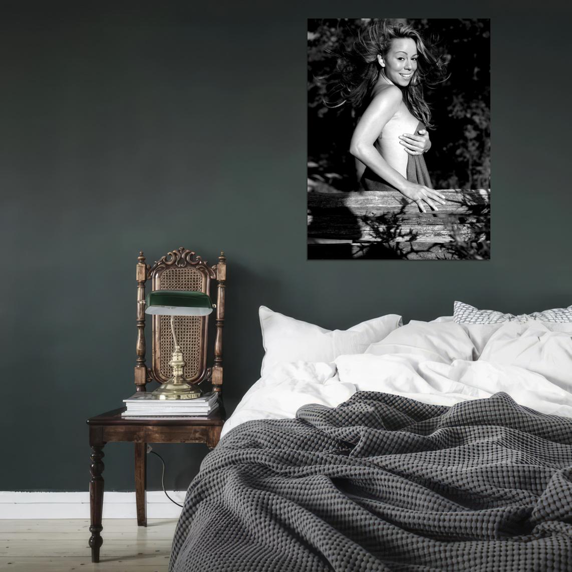Mariah Carey Sexy Hot Pop Singer Music BW Wall Art Print Poster