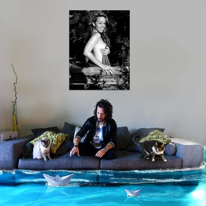 Mariah Carey Sexy Hot Pop Singer Music BW Wall Art Print Poster