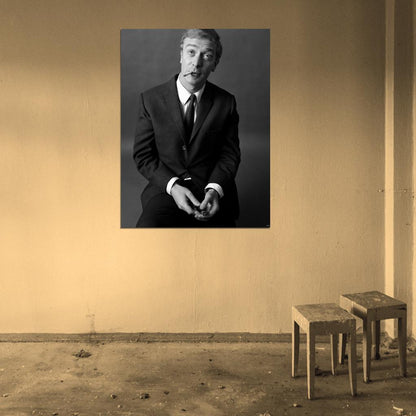 Michael Caine Old Retro Vintage Classic BW Wall Art Print Poster