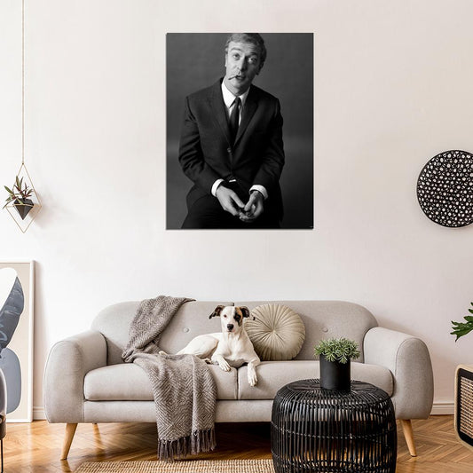 Michael Caine Old Retro Vintage Classic BW Wall Art Print Poster
