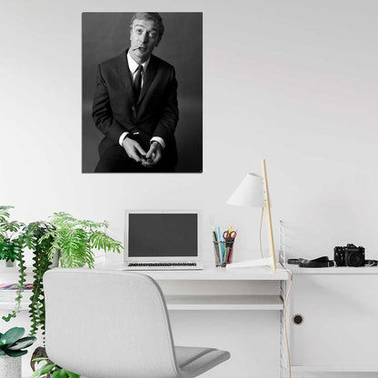 Michael Caine Old Retro Vintage Classic BW Wall Art Print Poster