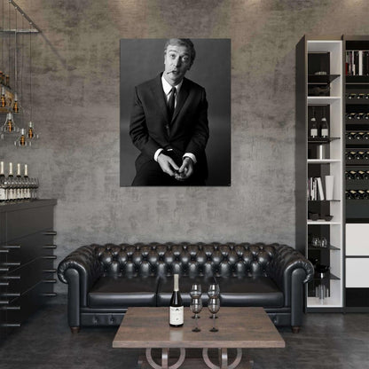 Michael Caine Old Retro Vintage Classic BW Wall Art Print Poster