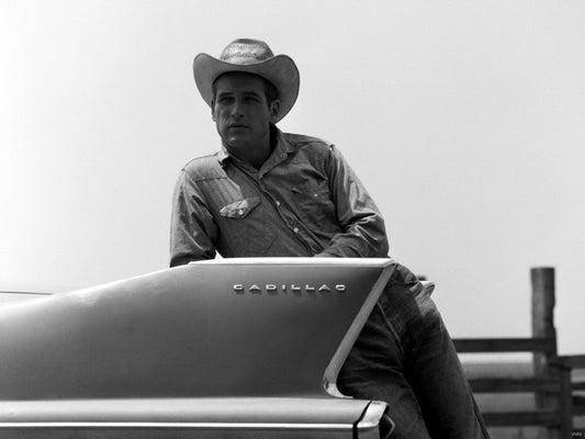Paul Newman Cowboy Retro Vintage BW Wall Art Print Poster