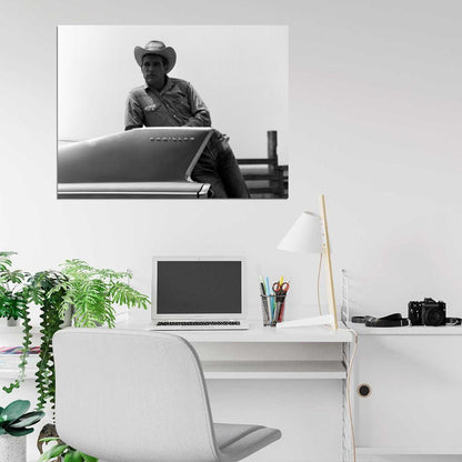 Paul Newman Cowboy Retro Vintage BW Wall Art Print Poster
