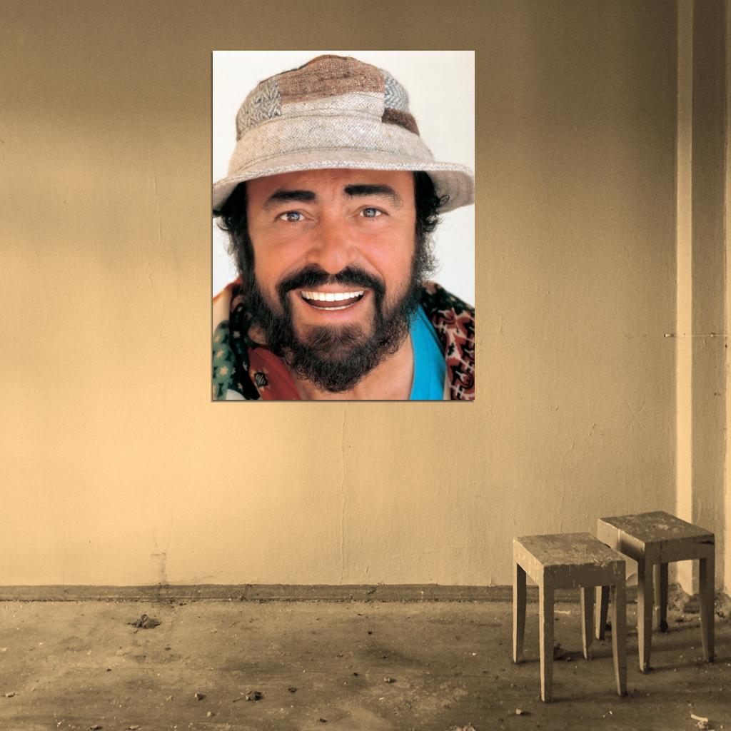 Luciano Pavarotti Portrait Vintage Wall Art Print Poster