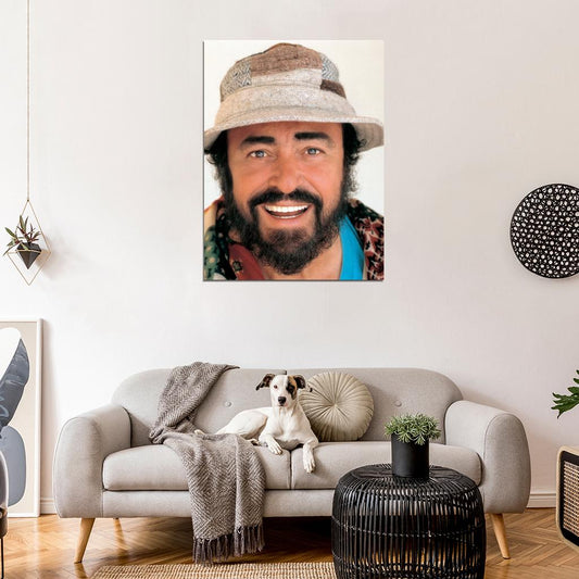 Luciano Pavarotti Portrait Vintage Wall Art Print Poster