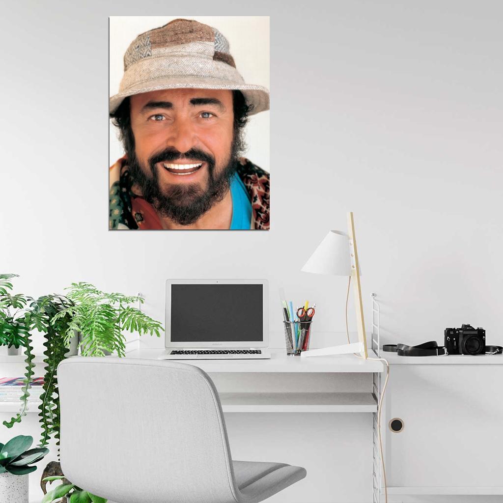 Luciano Pavarotti Portrait Vintage Wall Art Print Poster