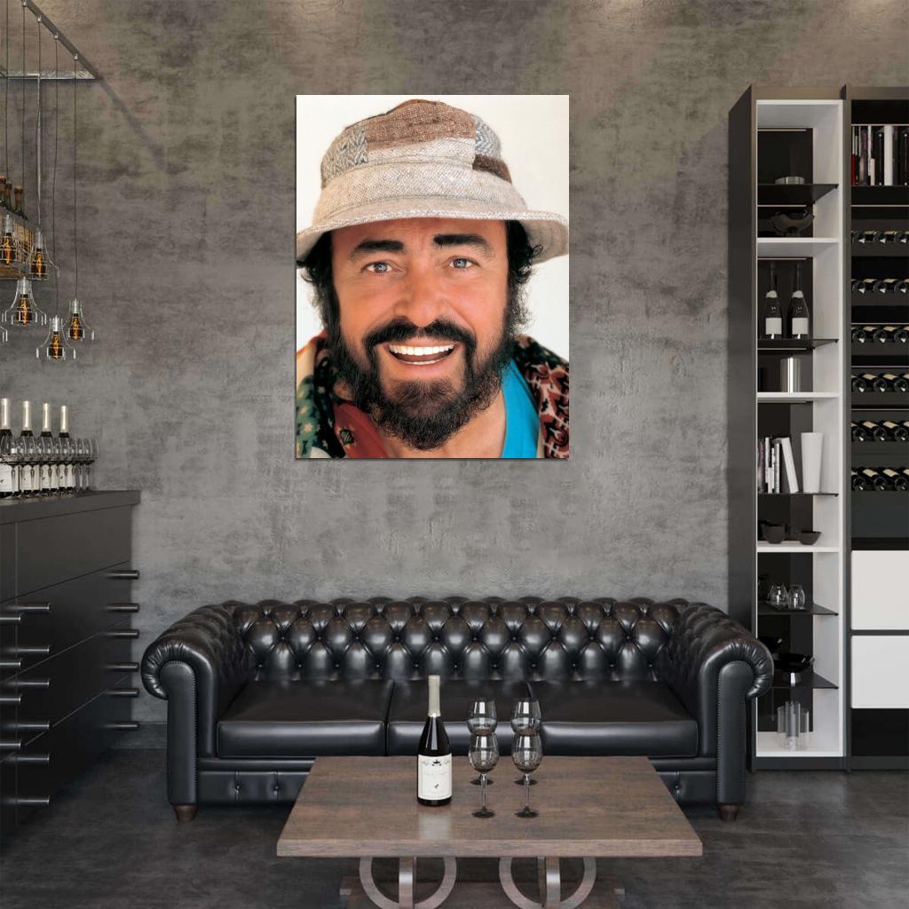 Luciano Pavarotti Portrait Vintage Wall Art Print Poster