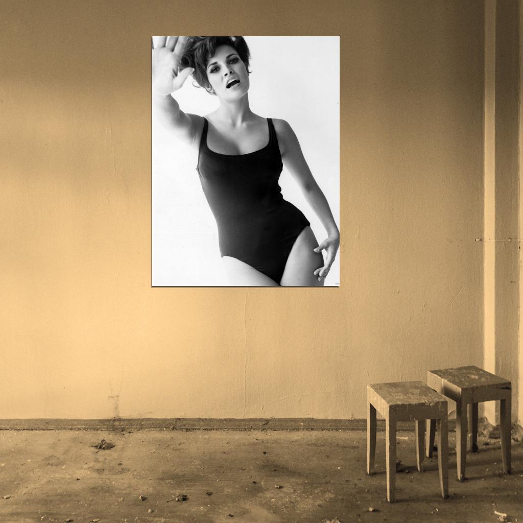 Raquel Welch Hot Old Retro Vintage BW Wall Art Print Poster