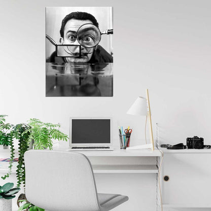 Salvador Dali Portrait Cool Retro Vintage BW Wall Art Print Poster