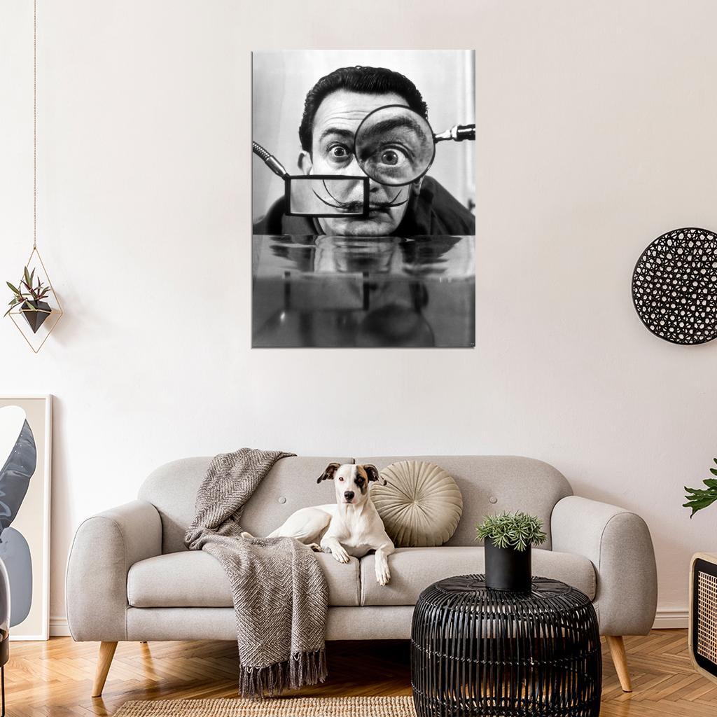 Salvador Dali Portrait Cool Retro Vintage BW Wall Art Print Poster