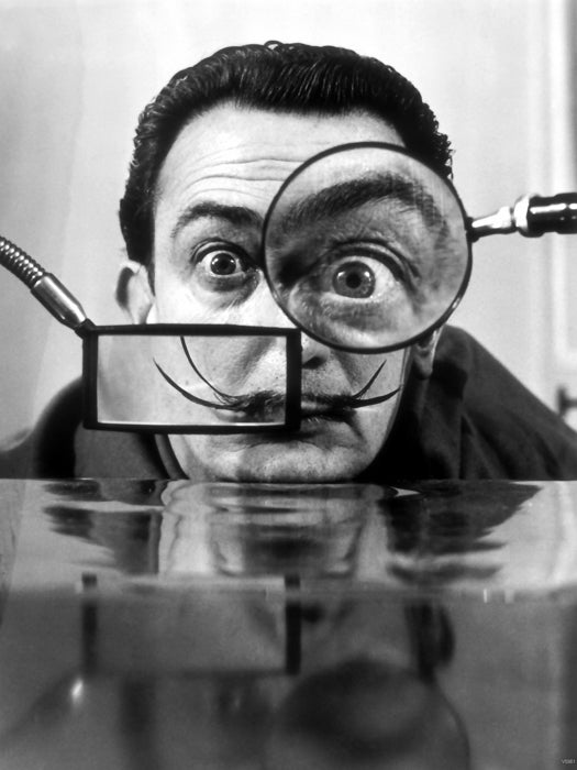 Salvador Dali Portrait Cool Retro Vintage BW Wall Art Print Poster