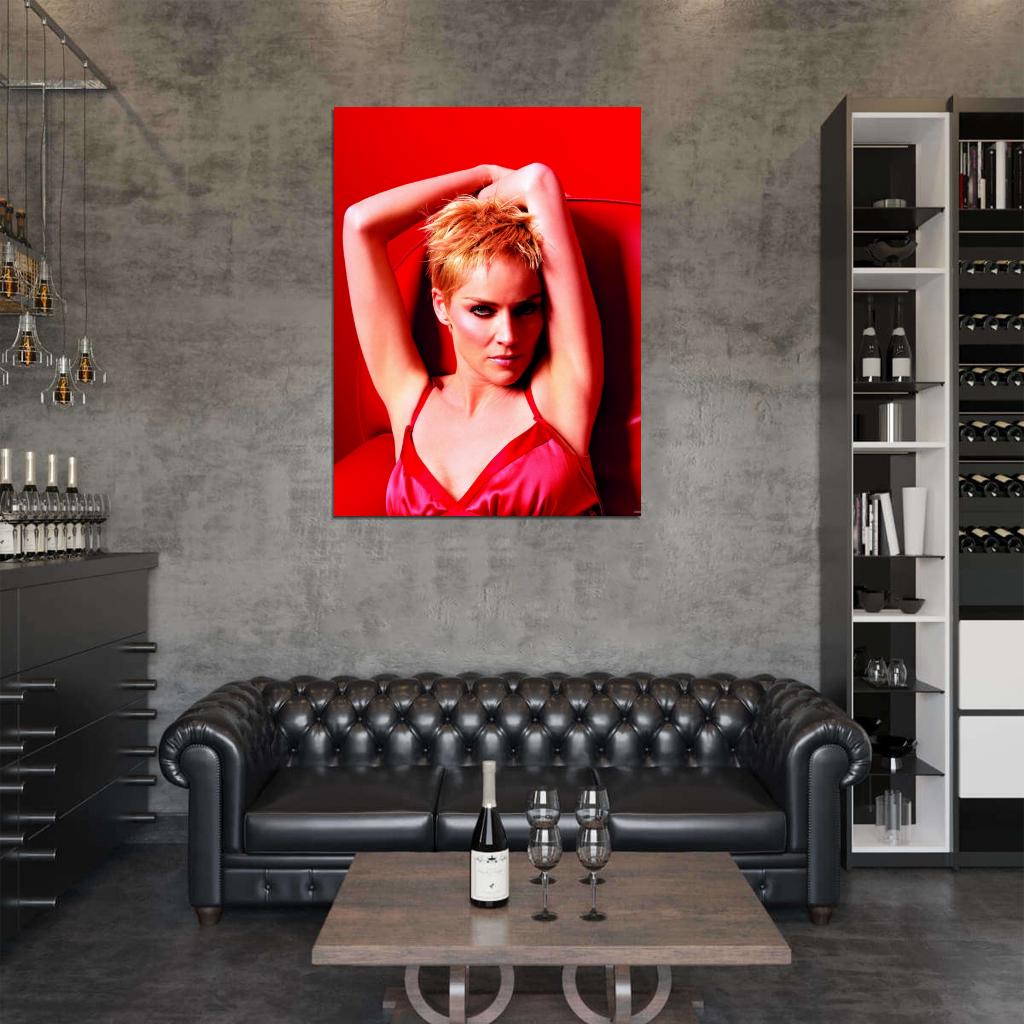 Sharon Stone Hot Red Portrait Actress Wall Art Print Poster