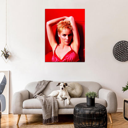 Sharon Stone Hot Red Portrait Actress Wall Art Print Poster