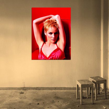 Sharon Stone Hot Red Portrait Actress Wall Art Print Poster