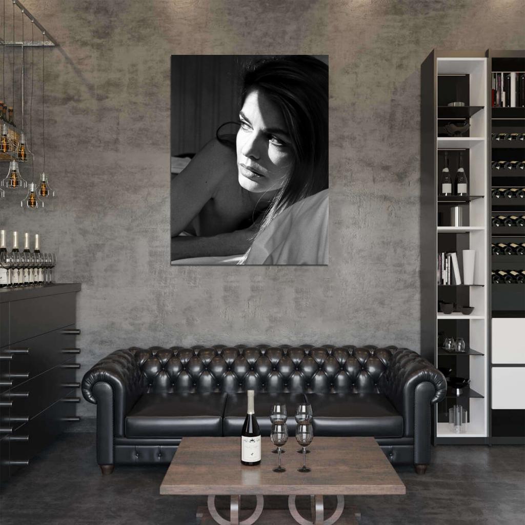 Sophie Marceau Beautiful Portrait Retro BW Wall Art Print Poster