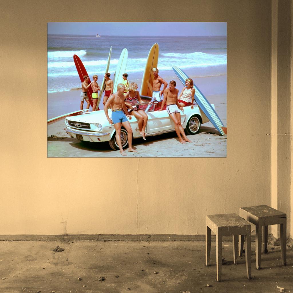 Surfers 1960 Old Retro Vintage Classic Wall Art Print Poster