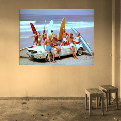 Surfers 1960 Old Retro Vintage Classic Wall Art Print Poster