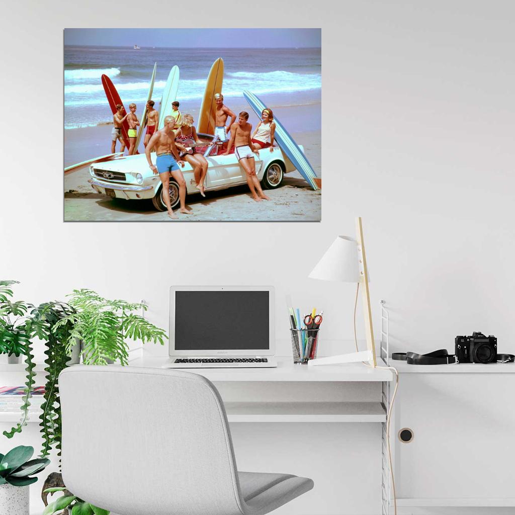 Surfers 1960 Old Retro Vintage Classic Wall Art Print Poster