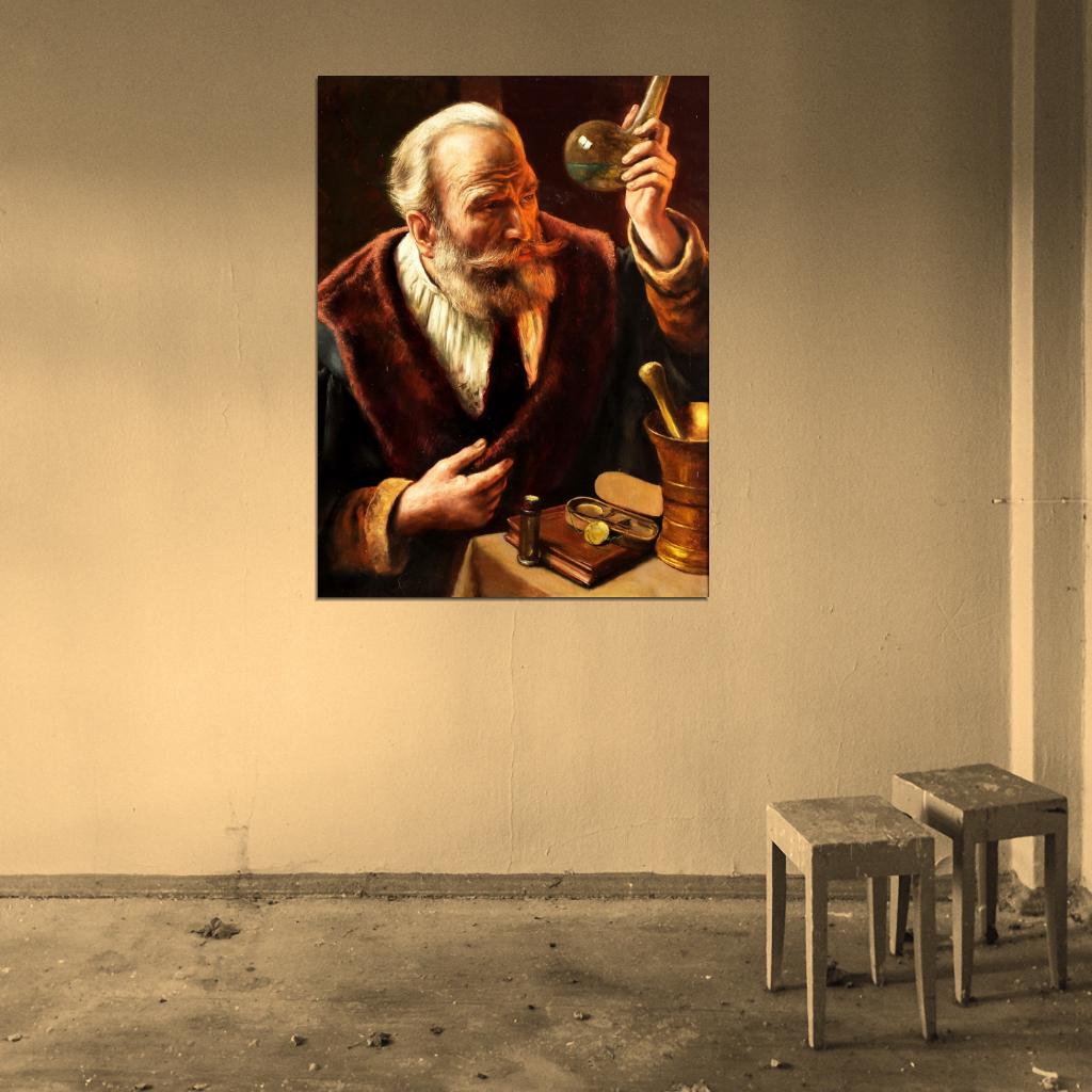 The Alchemist Painting Beautiful Retro Vintage Wall Art Print Poster