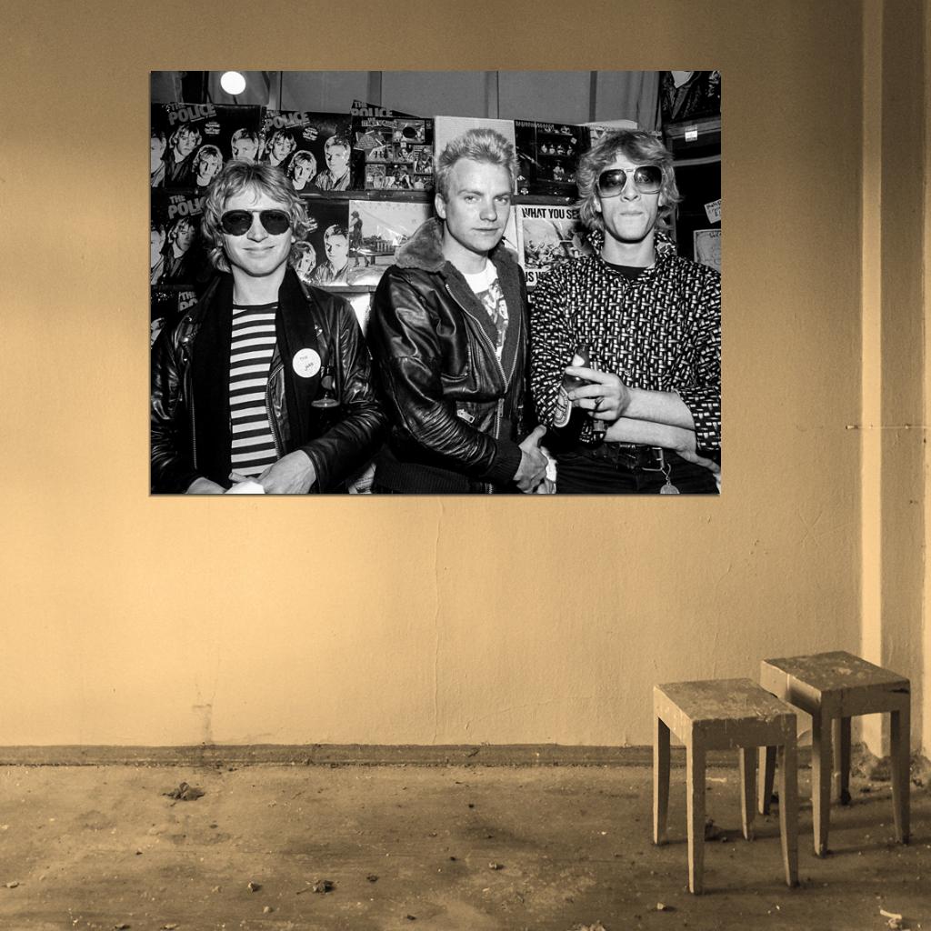 The Police Rock Music Band Retro Vintage BW Wall Art Print Poster