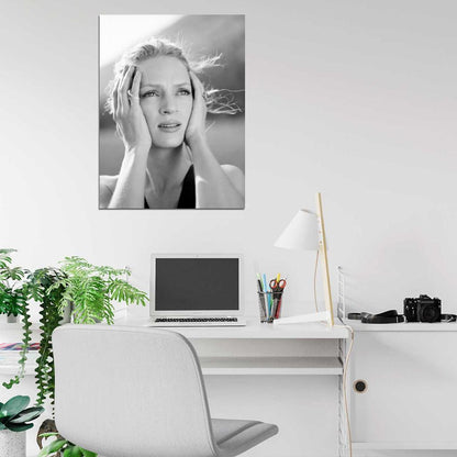 Uma Thurman Beautiful Portrait Actress BW Wall Art Print Poster