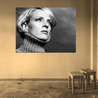 Uma Thurman Awesome Beautiful Portrait Eyes BW Wall Art Print Poster