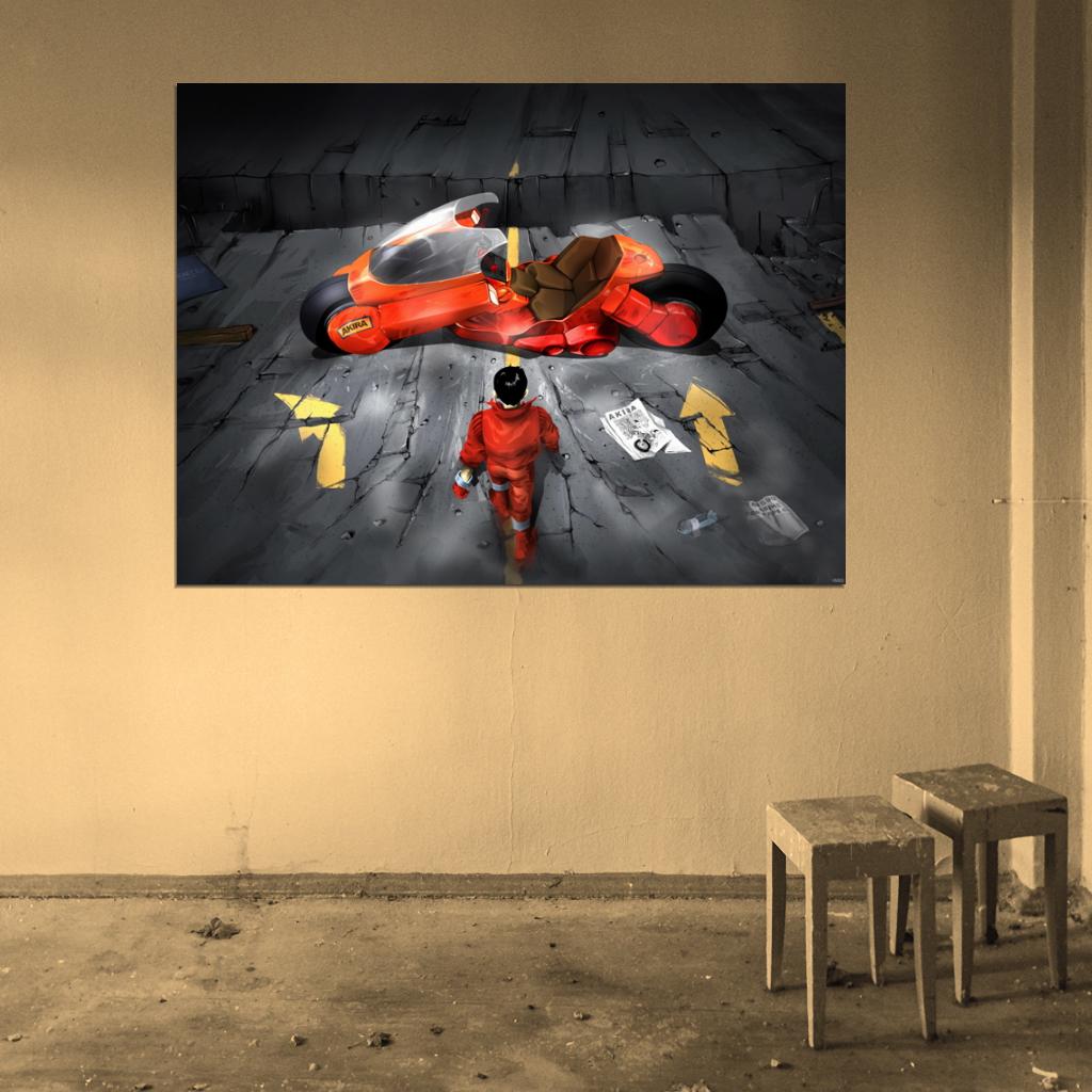 Akira Shotaro Kaneda Bike Anime Manga Art Wall Art Print Poster