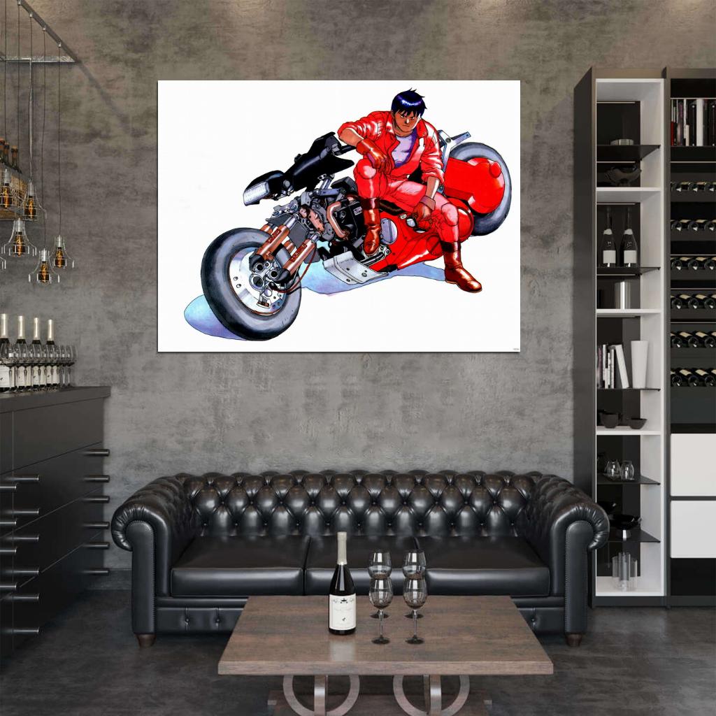 Akira Shotaro Kaneda Bike Painting Anime Manga Art Wall Art Print Poster