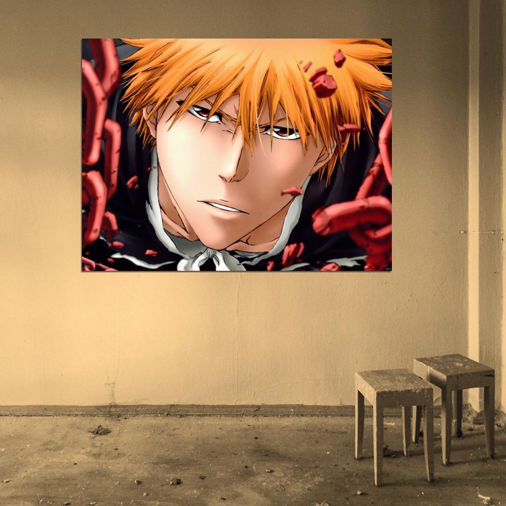 Bleach Kurosaki Ichigo Portrait Anime Manga Art Wall Art Print Poster