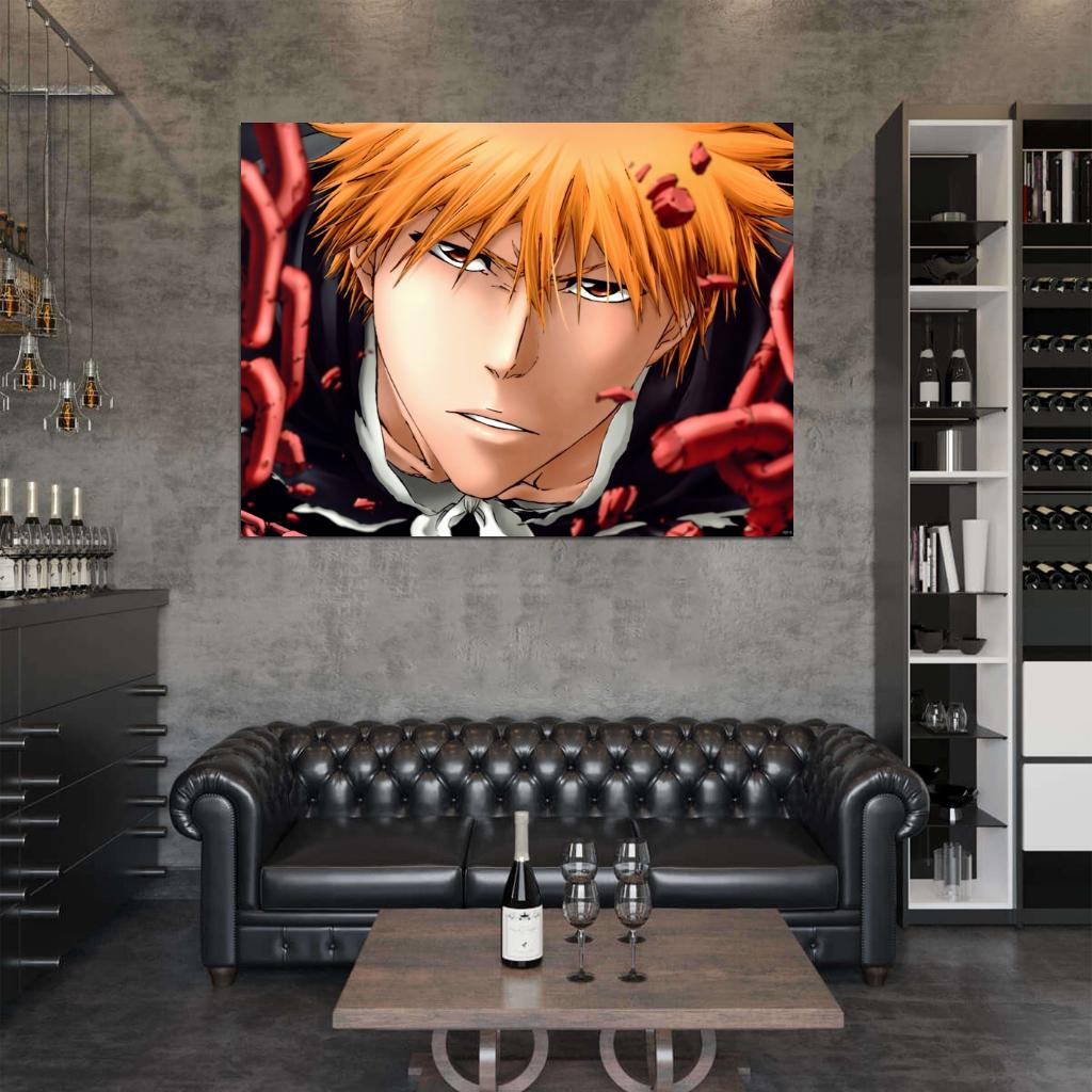 Bleach Kurosaki Ichigo Portrait Anime Manga Art Wall Art Print Poster