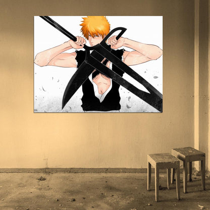 Bleach Kurosaki Ichigo Awesome Swords Anime Manga Art Wall Art Print Poster