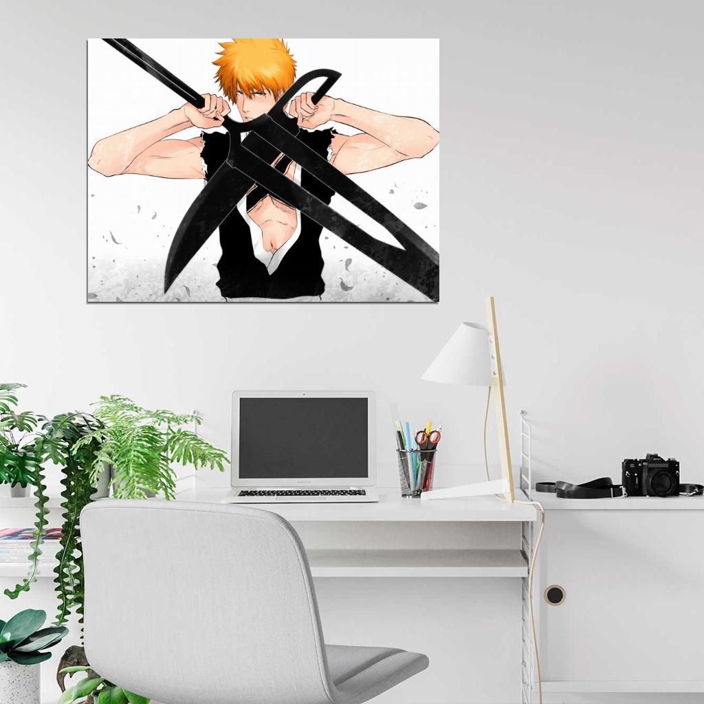 Bleach Kurosaki Ichigo Awesome Swords Anime Manga Art Wall Art Print Poster