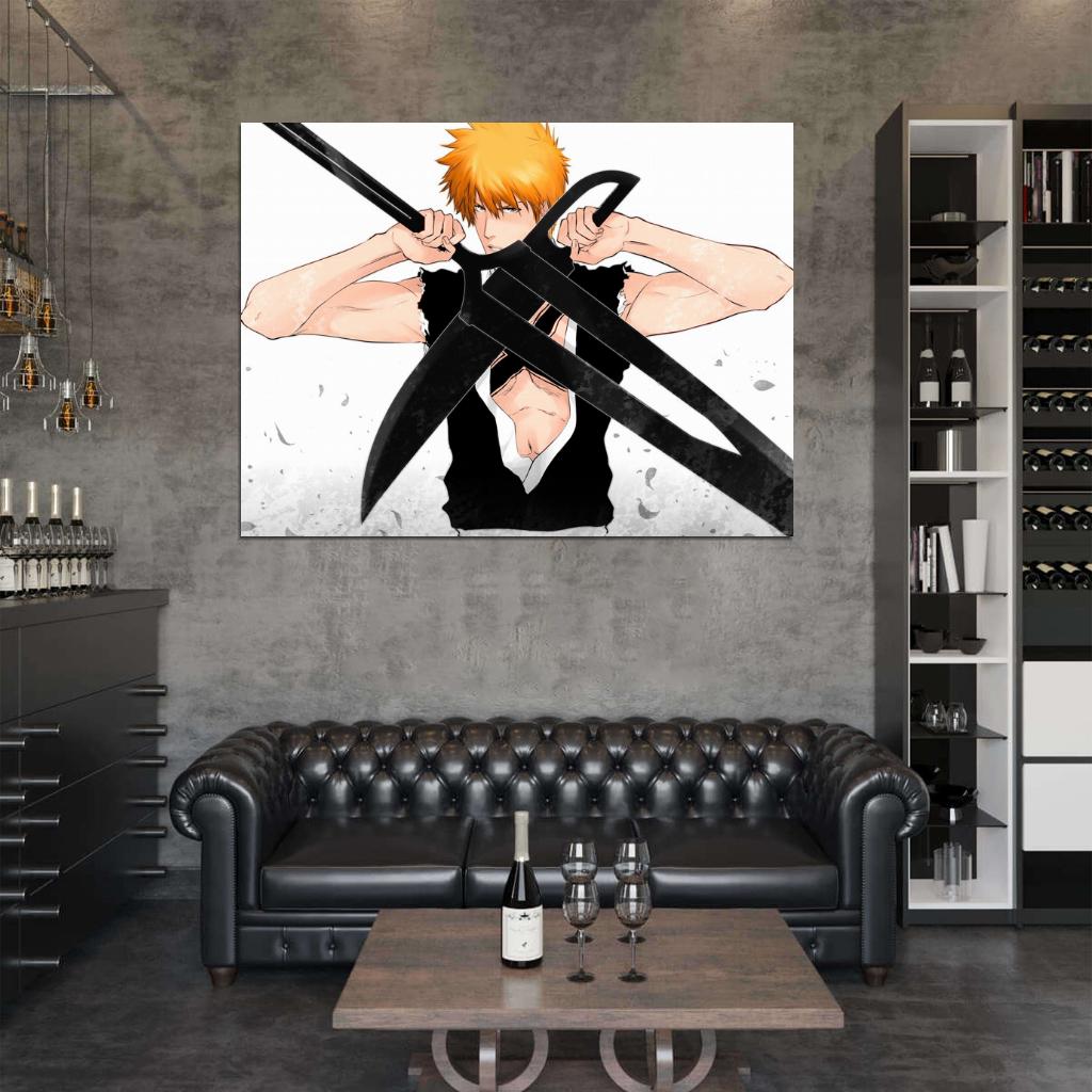 Bleach Kurosaki Ichigo Awesome Swords Anime Manga Art Wall Art Print Poster
