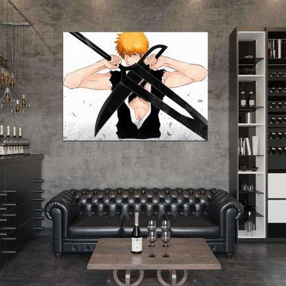 Bleach Kurosaki Ichigo Awesome Swords Anime Manga Art Wall Art Print Poster