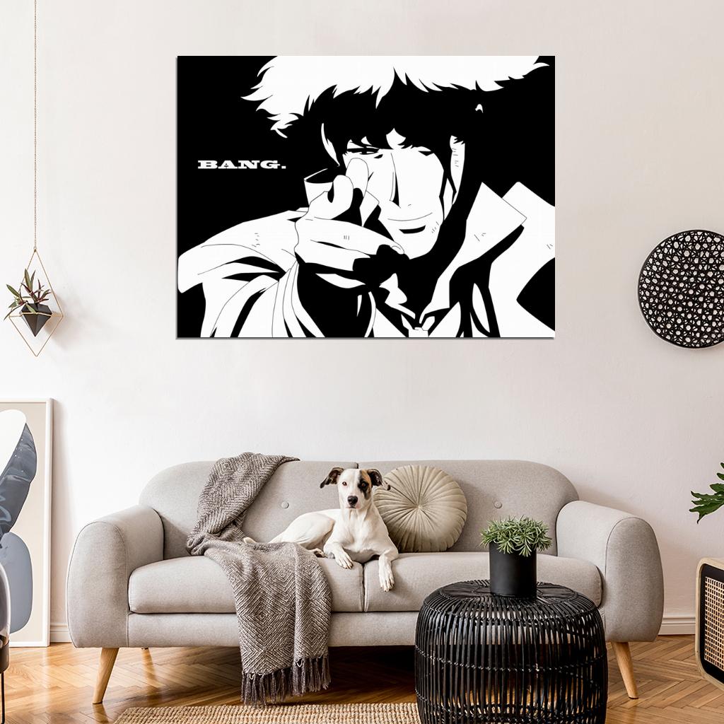 Cowboy Bebop Spike Spiegel Awesome BW Anime Manga Art Wall Art Print Poster