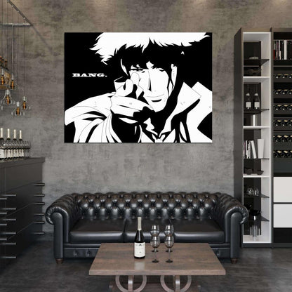 Cowboy Bebop Spike Spiegel Awesome BW Anime Manga Art Wall Art Print Poster