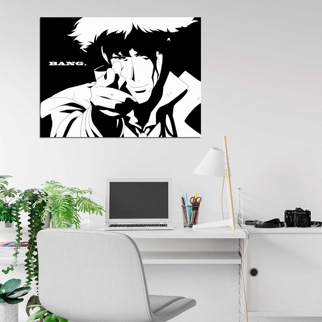 Cowboy Bebop Spike Spiegel Awesome BW Anime Manga Art Wall Art Print Poster