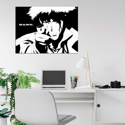 Cowboy Bebop Spike Spiegel Awesome BW Anime Manga Art Wall Art Print Poster