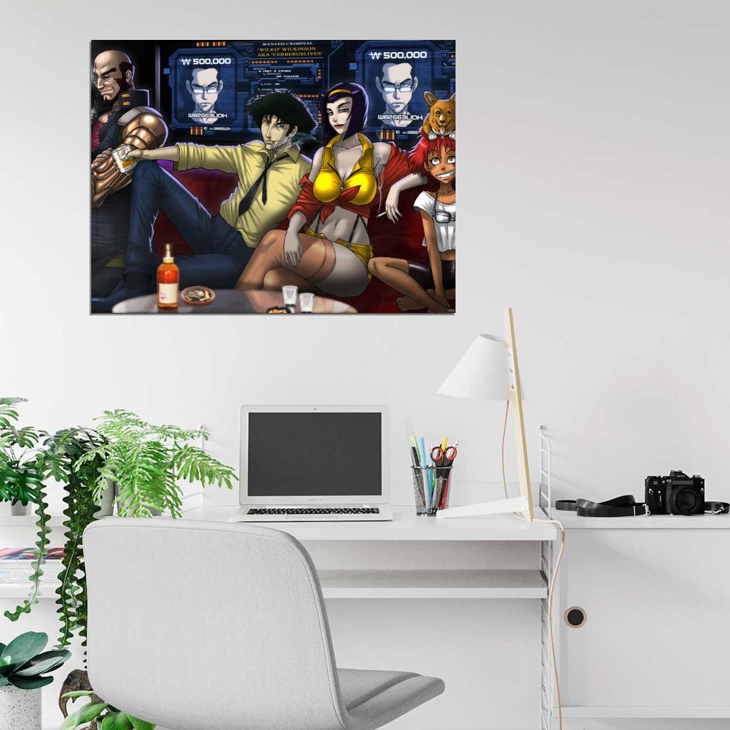 Cowboy Bebop Characters Spike Spiegel Jet Black Faye Valentine Edward Ein Anime Manga Art Wall Art Print Poster