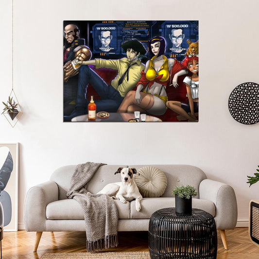 Cowboy Bebop Characters Spike Spiegel Jet Black Faye Valentine Edward Ein Anime Manga Art Wall Art Print Poster