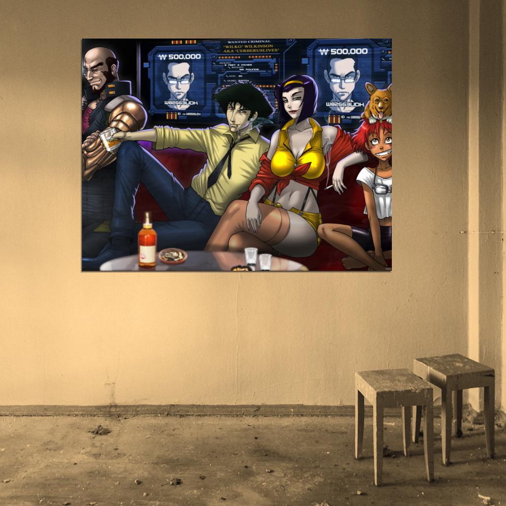 Cowboy Bebop Characters Spike Spiegel Jet Black Faye Valentine Edward Ein Anime Manga Art Wall Art Print Poster
