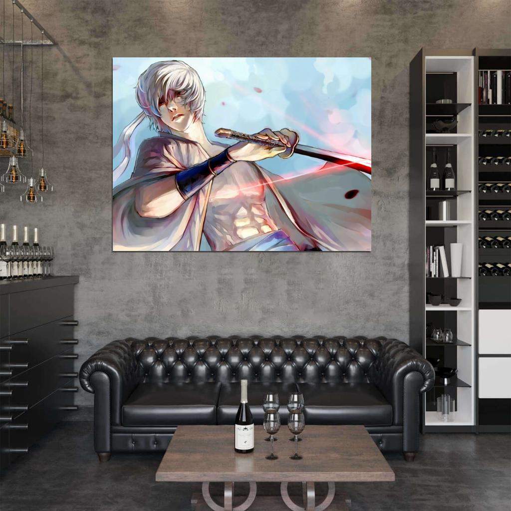 Gintama Sakata Gintoki Awesome Katana Anime Manga Art Wall Art Print Poster