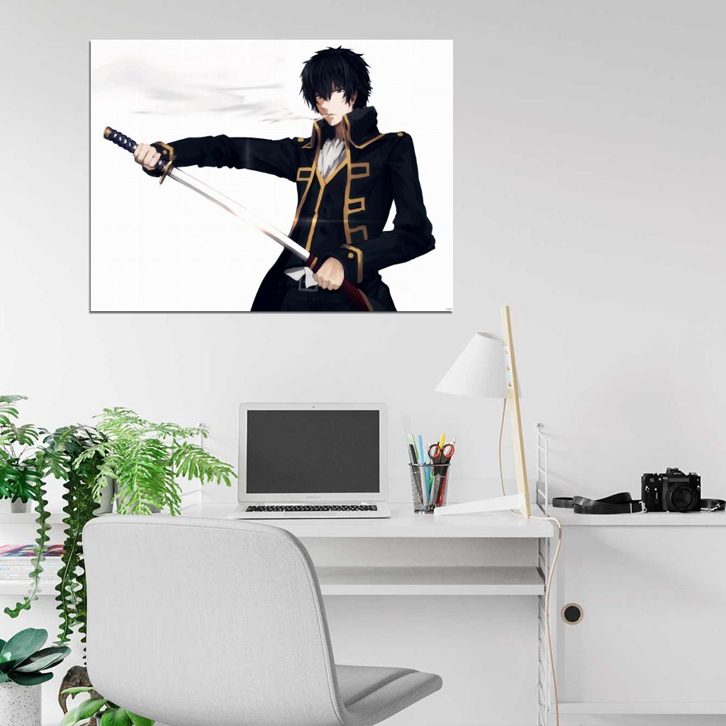 Gintama Hijikata Toushirou Katana Anime Manga Art Wall Art Print Poster