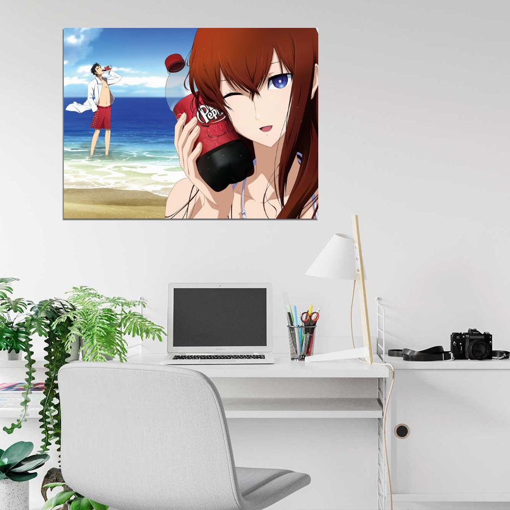 Steins Gate Makise Kurisu Okabe Rintarou Anime Manga Art Wall Art Print Poster
